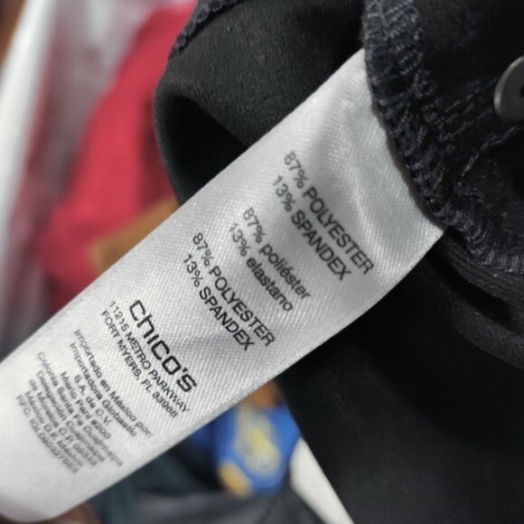 Chico's Ultra Suede Flat Front Tapared Leg Mid Rise Pants Black Women's 1P/ M - Picture 7 of 10